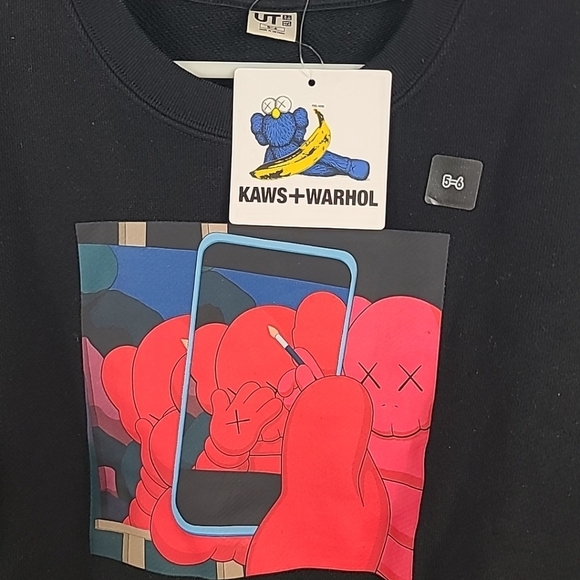 Uniqlo Kaws x Andy Warhol Youth Sweatshirt Unisex Black Cotton Graphic Sz 5-6 - Picture 2 of 7